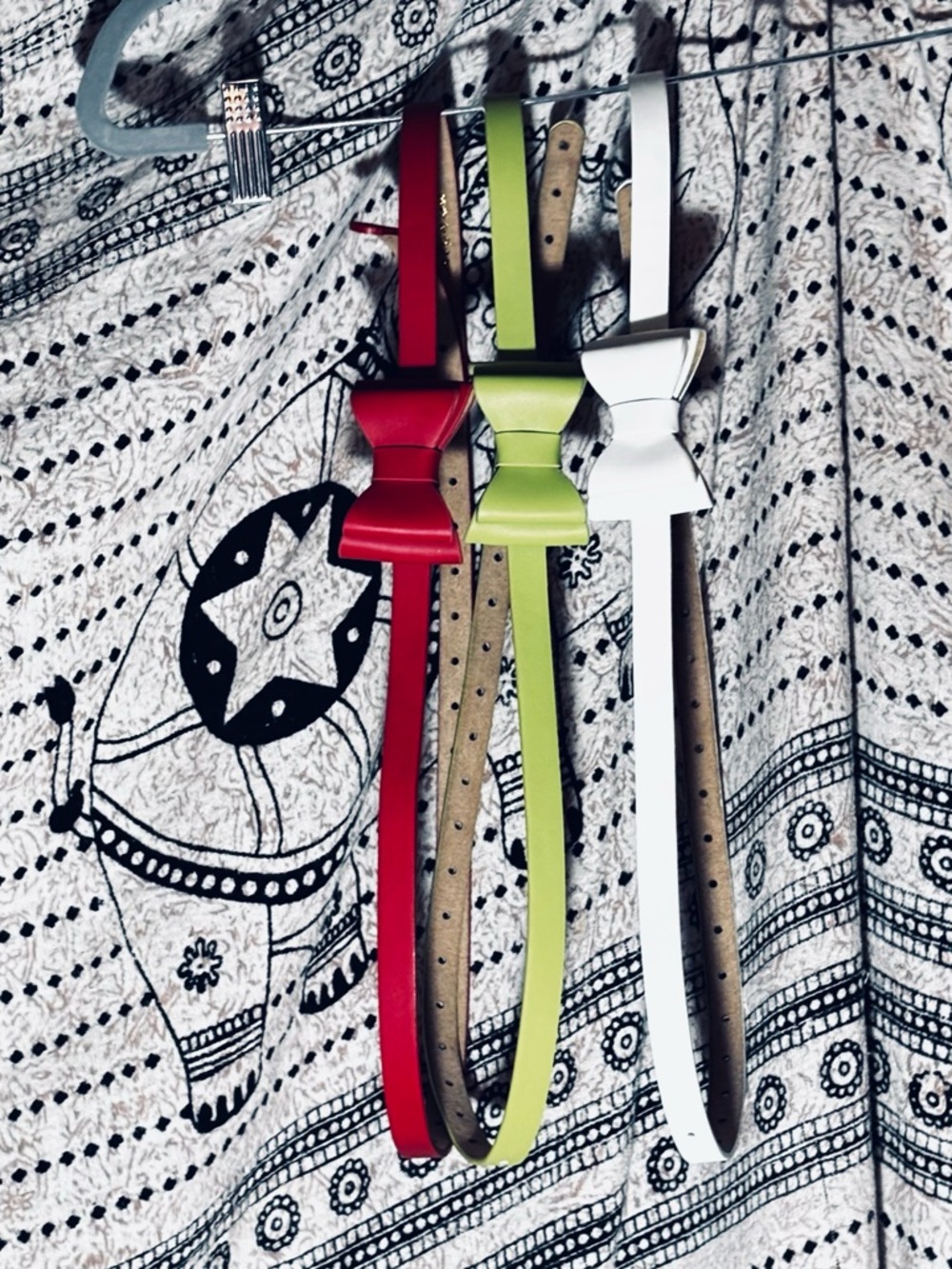 Tatyana Women’s Bow Belts Waist Size 24”-43” Lot Of Green, White, And Red